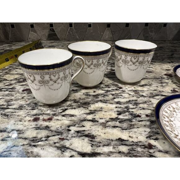 Cauldon 1900s Demitasse Espresso Set Cup Saucer 414J Antique 7 Pcs Blue Gold - Picture 10 of 16